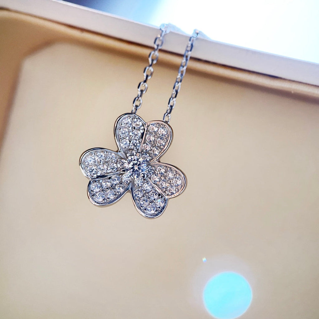 [Shinejoy]CLOVER DIAMOND NECKLACE SILVER