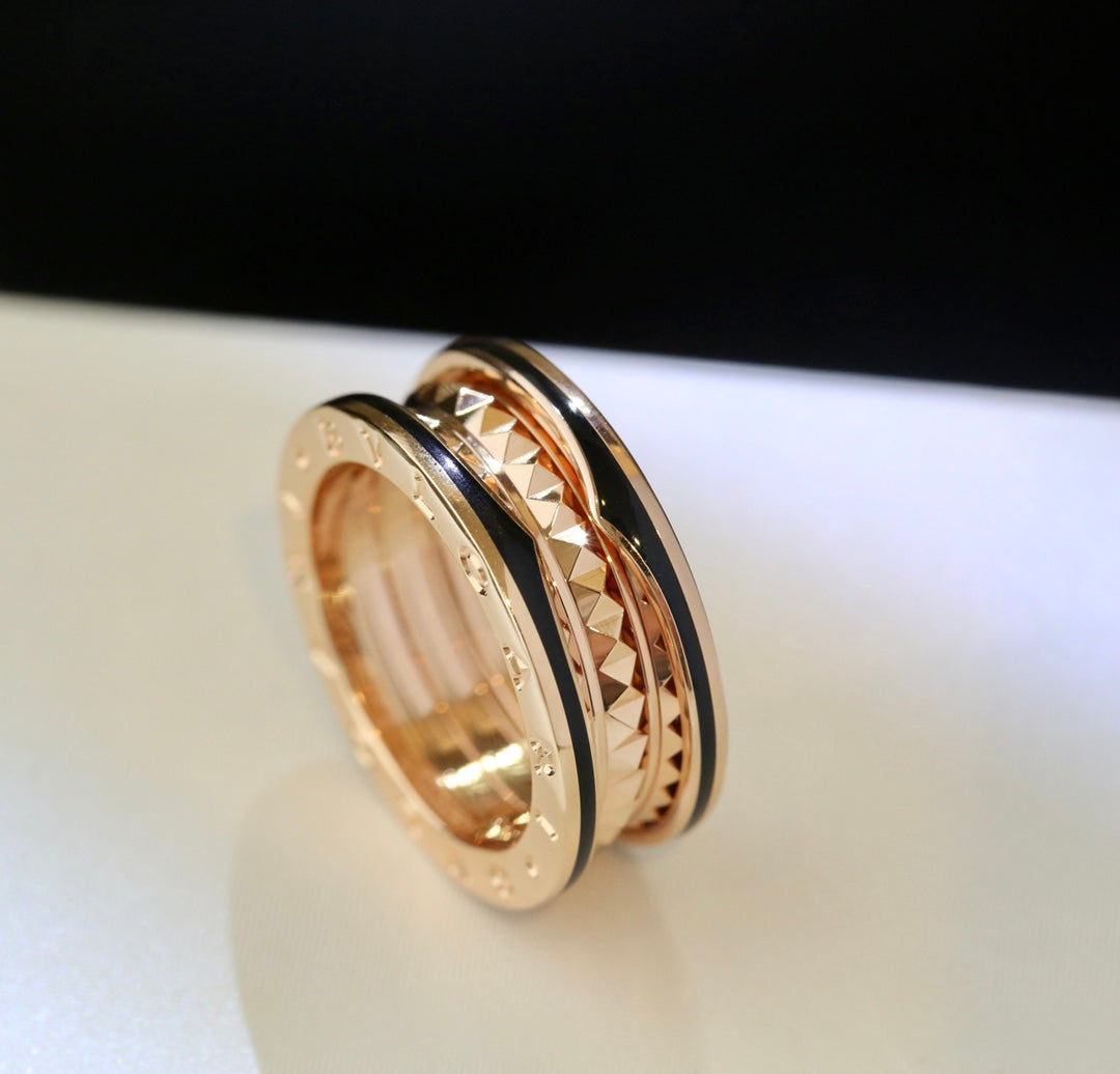 [Shinejoy]ZERO 1 PINK GOLD BLACK CERAMIC RING