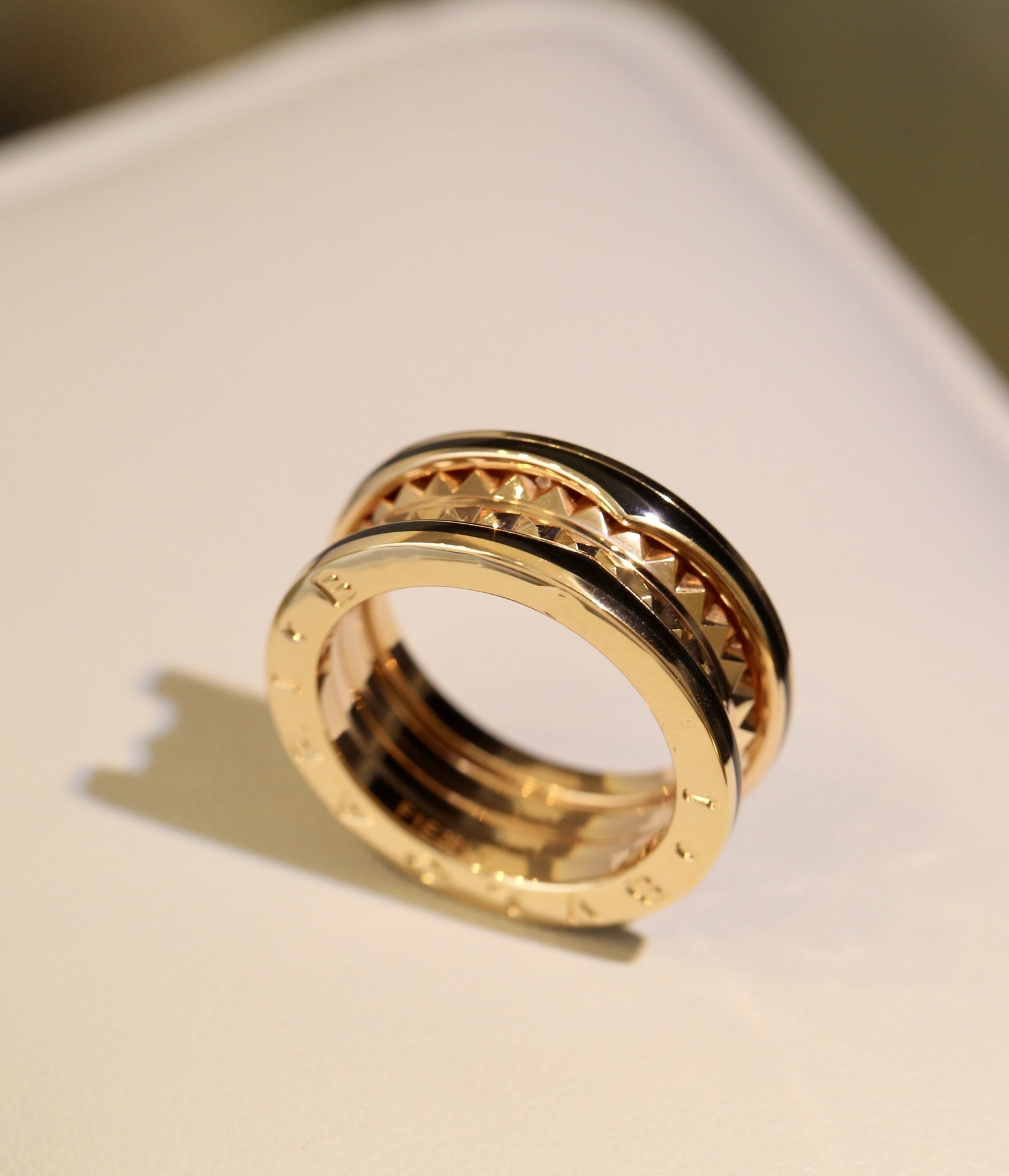 [Shinejoy]ZERO 1 PINK GOLD BLACK CERAMIC RING