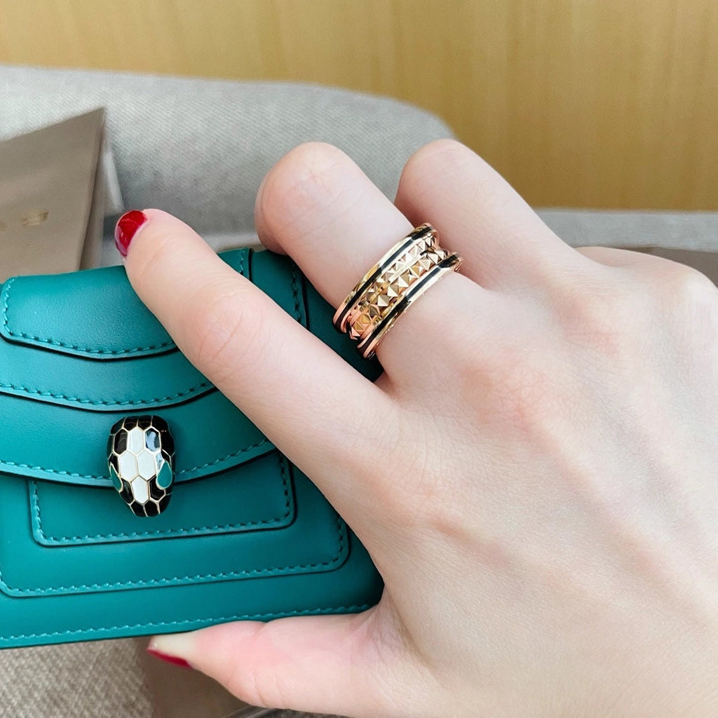 [Shinejoy]ZERO 1 PINK GOLD BLACK CERAMIC RING