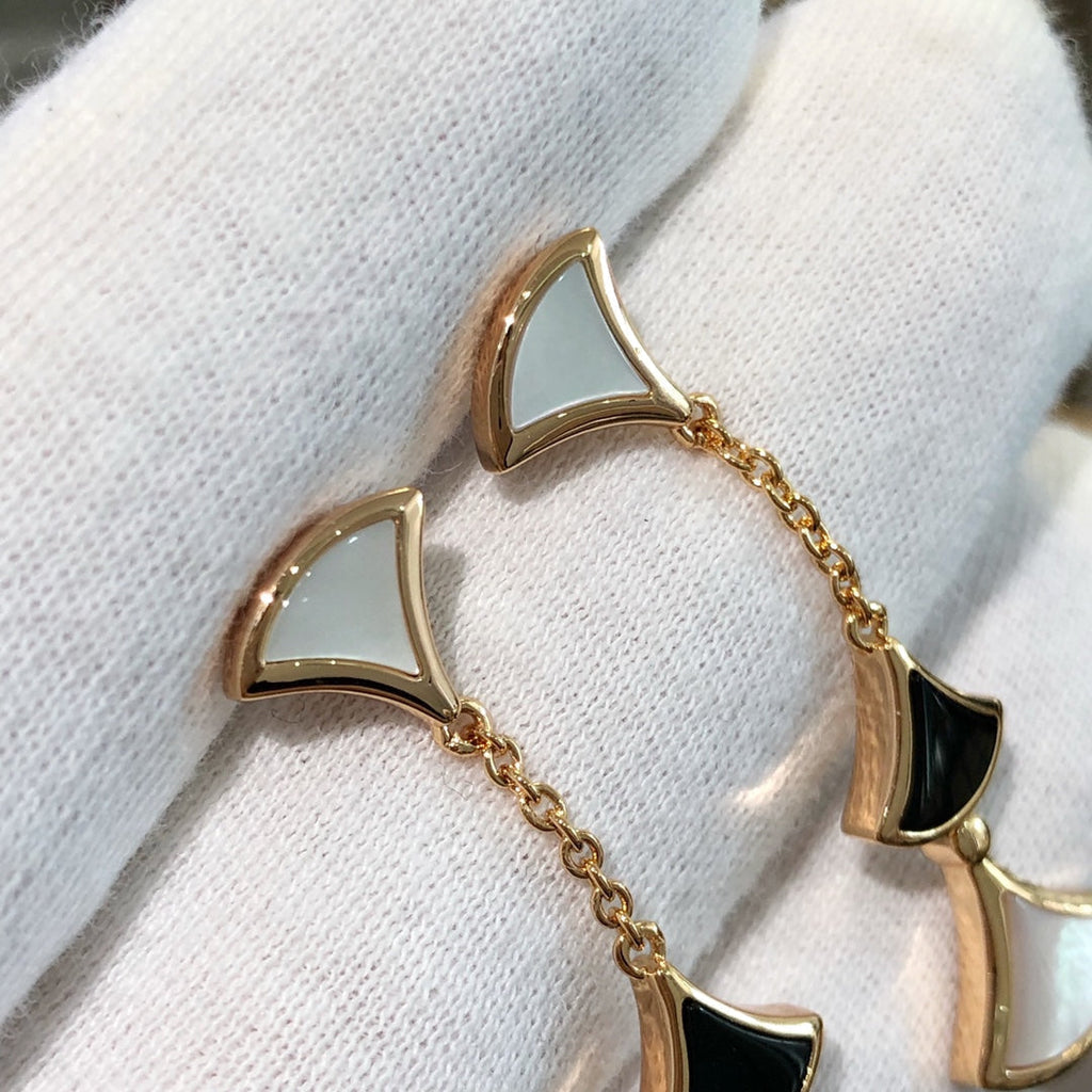 [Shinejoy]DREAM EARRINGS 3 MOTIFS ONYX MOP PINK GOLD