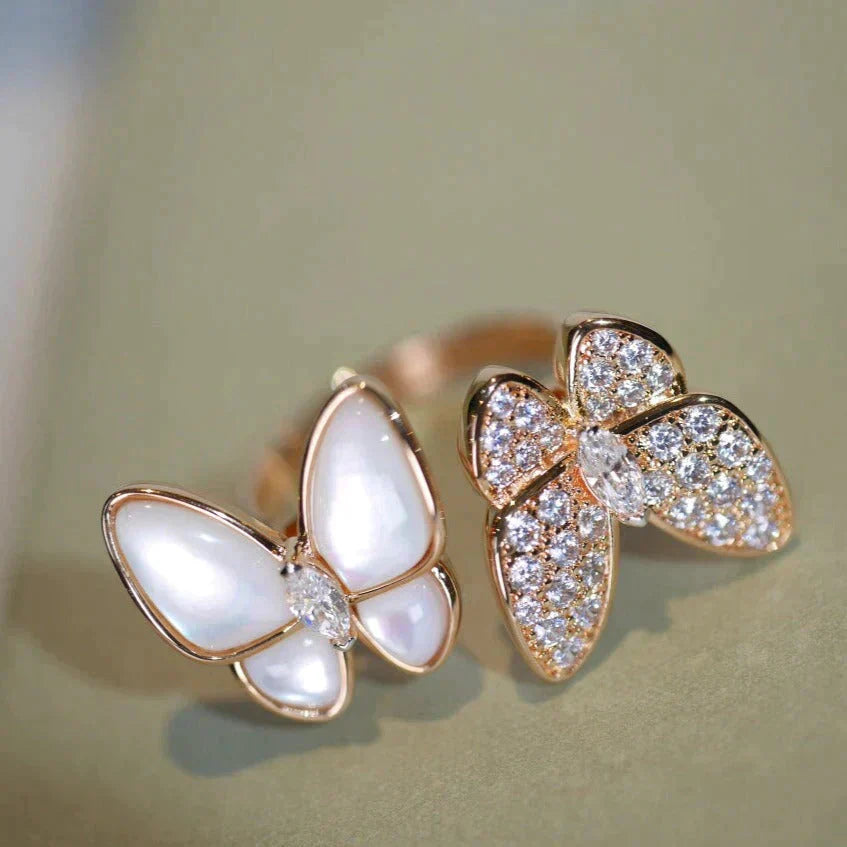 [Shinejoy]TWIN BUTTERFLY DIAMOND MOP RING
