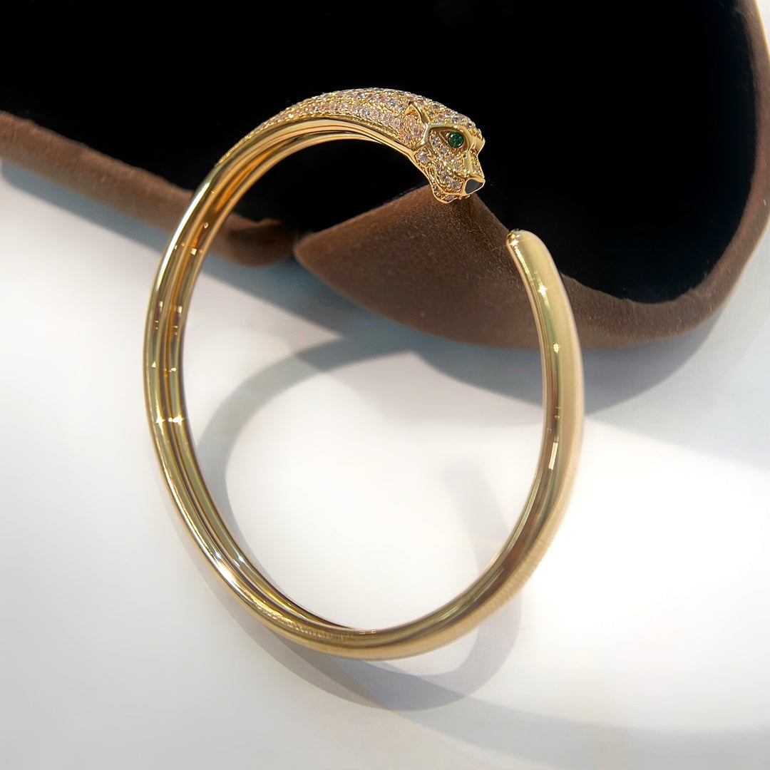 [Shinejoy]PANTHERE GOLD DIAMOND OPEN BRACELET