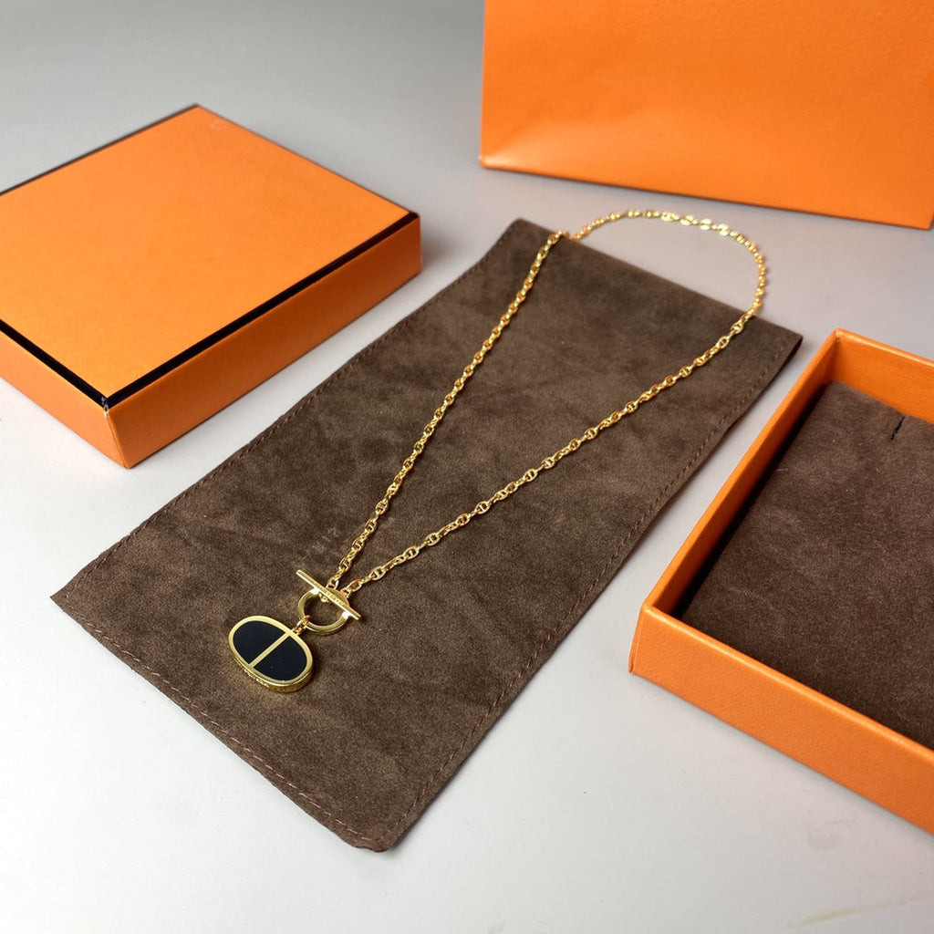 [Shinejoy] COLLIER CHAINE VERSO EN CÉRAMIQUE NOIRE