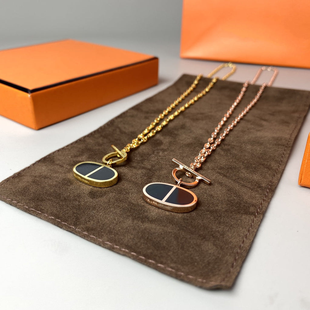 [Shinejoy] COLLIER CHAINE VERSO EN CÉRAMIQUE NOIRE