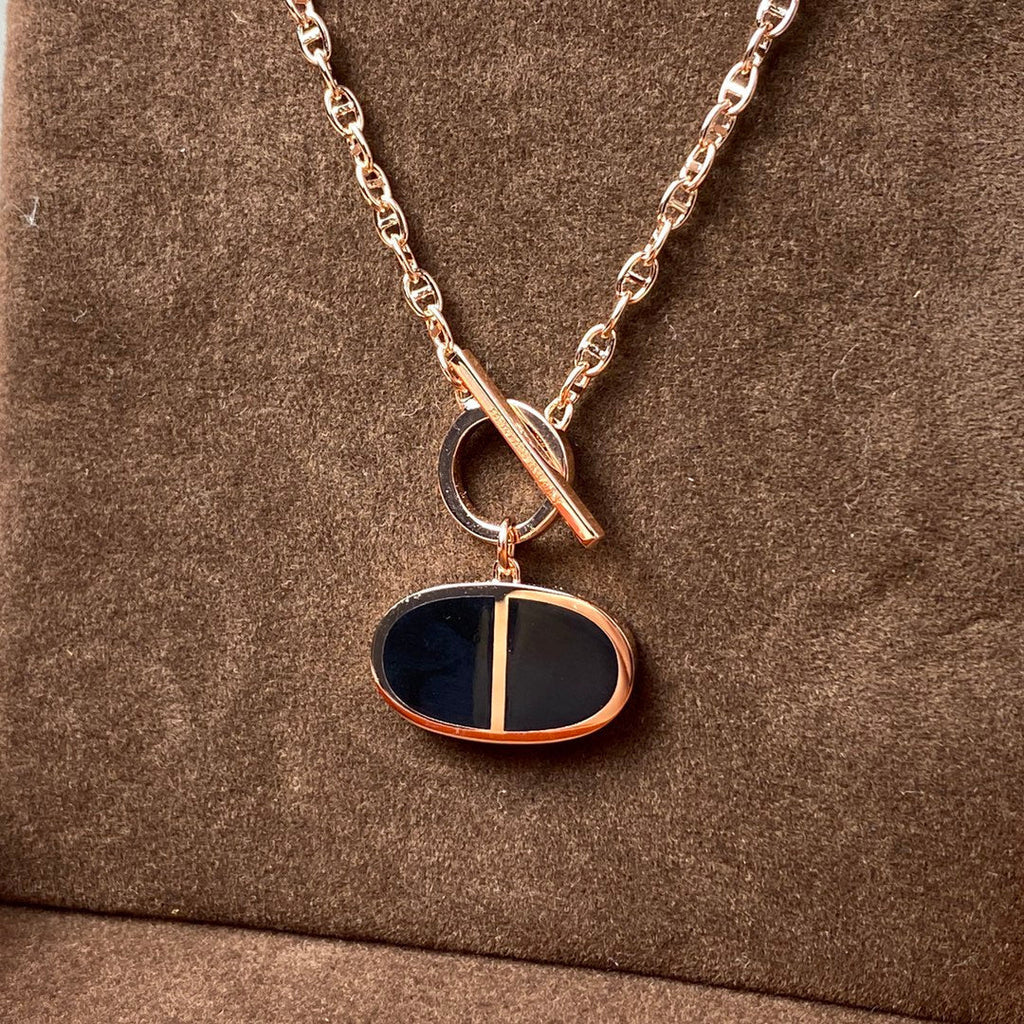 [Shinejoy] COLLIER CHAINE VERSO EN CÉRAMIQUE NOIRE