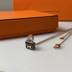 [Shinejoy] COLLIER CONSTANCE NOIR PÉDIENT ROSE OR