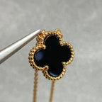 [Shinejoy]CLOVER 15MM BLACK ONYX SINGLE FLOWER NECKLACE