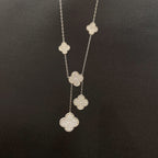 [Shinejoy]CLOVER 5 MOTIFS SILVER DIAMONDS NECKLACE