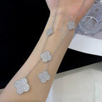[Shinejoy]CLOVER 5 MOTIFS SILVER DIAMONDS NECKLACE