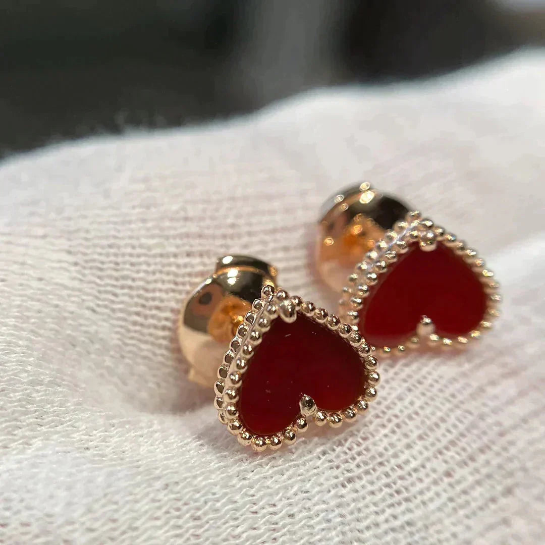 [Shinejoy]HEART CARNELIAN STUD EARRINGS