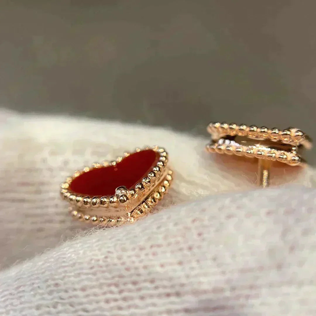 [Shinejoy]HEART CARNELIAN STUD EARRINGS