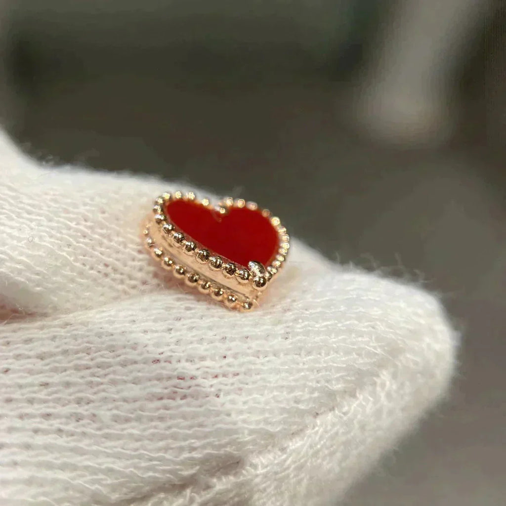 [Shinejoy]HEART CARNELIAN STUD EARRINGS