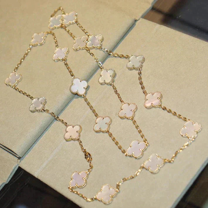 [Shinejoy]CLOVER 20 MOTIFS WHITE MOP NECKLACE