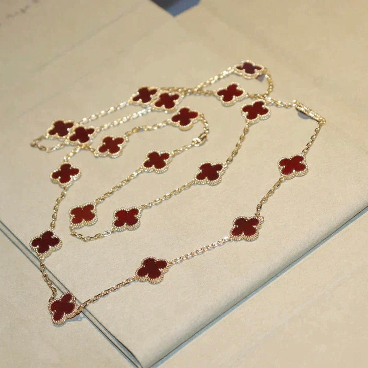 [Shinejoy]CLOVER 20 MOTIFS CARNELIAN NECKLACE