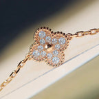 [Shinejoy]CLOVER 20 MOTIFS DARK MOP DIAMOND  NECKLACE
