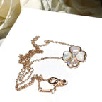 [Shinejoy] COLLIER CLOVER MOP DIAMANT OR ROSE