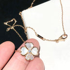 [Shinejoy] COLLIER CLOVER MOP DIAMANT OR ROSE