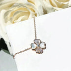 [Shinejoy] COLLIER CLOVER MOP DIAMANT OR ROSE