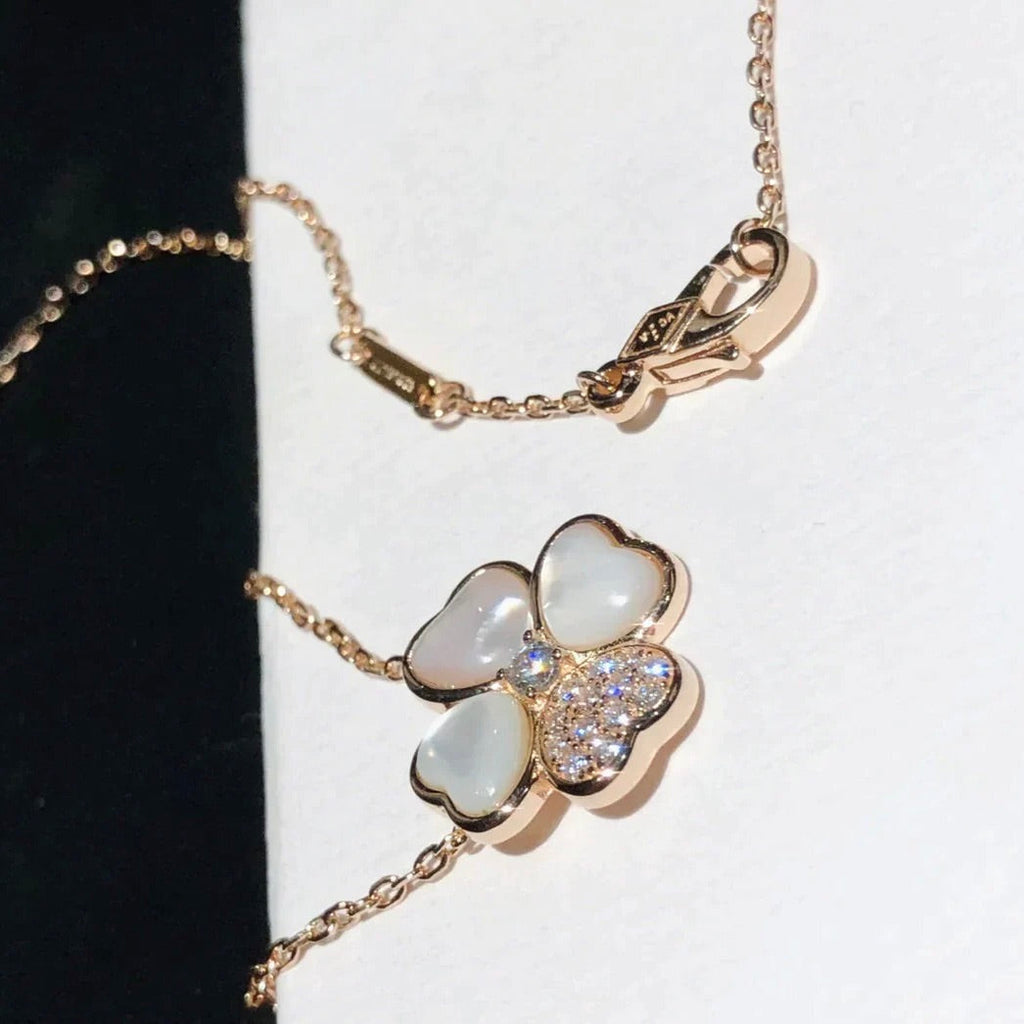 [Shinejoy] COLLIER CLOVER MOP DIAMANT OR ROSE