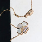 [Shinejoy] COLLIER CLOVER MOP DIAMANT OR ROSE
