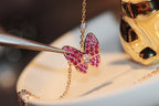 [Shinejoy]BUTTERFLY RED DIAMOND ROSE GOLD NECKLACE
