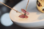 [Shinejoy]BUTTERFLY RED DIAMOND ROSE GOLD NECKLACE