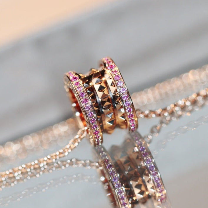 [Shinejoy]ZERO 1 ROCK PINK GOLD PINK DIAMOND NECKLACE