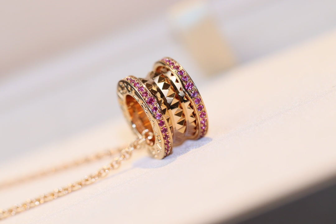 [Shinejoy]ZERO 1 ROCK PINK GOLD PINK DIAMOND NECKLACE