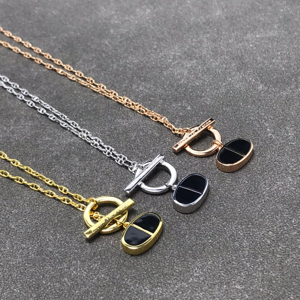 [Shinejoy]CHAINE VERSO BLACK CERAMIC  NECKLACE