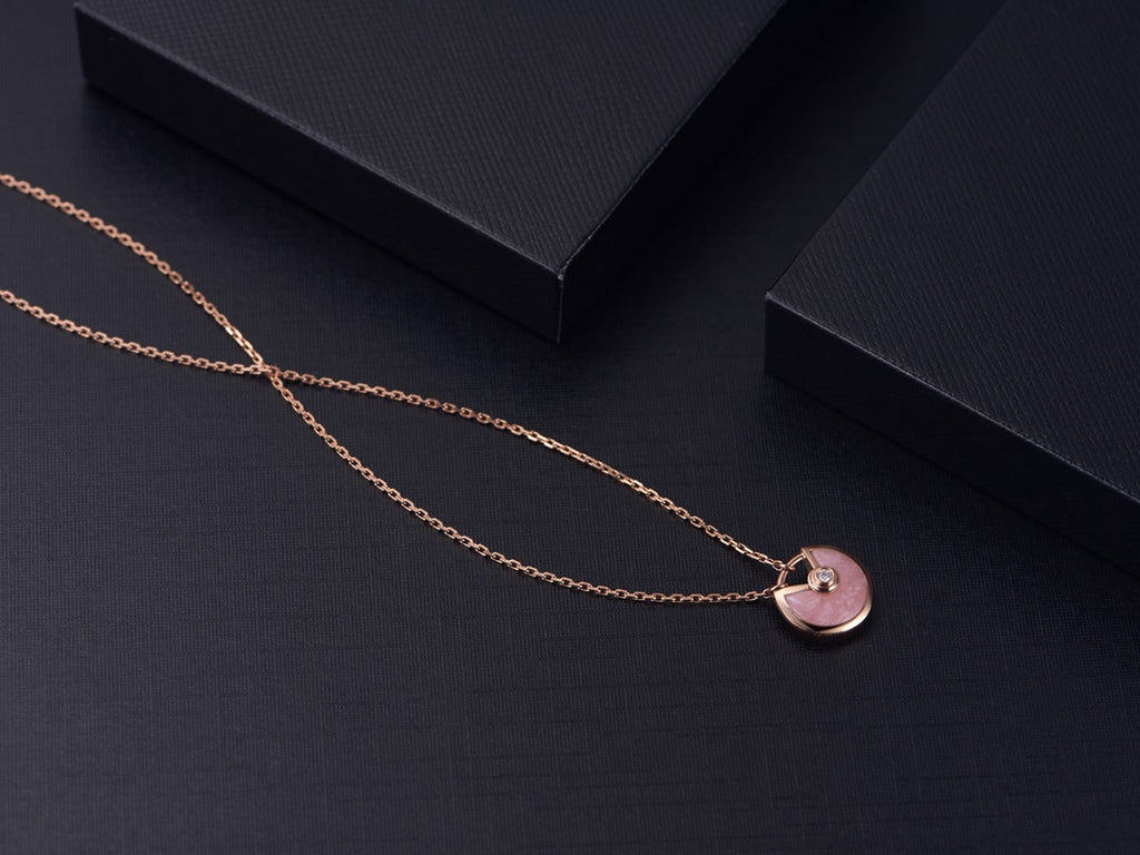 [Shinejoy] COLLIER AMULETTE ROSE GOLD PINK MOP