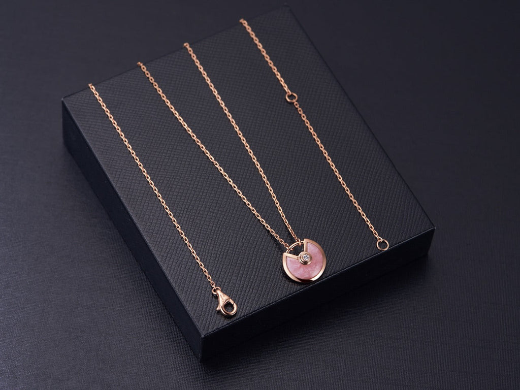 [Shinejoy] COLLIER AMULETTE ROSE GOLD PINK MOP