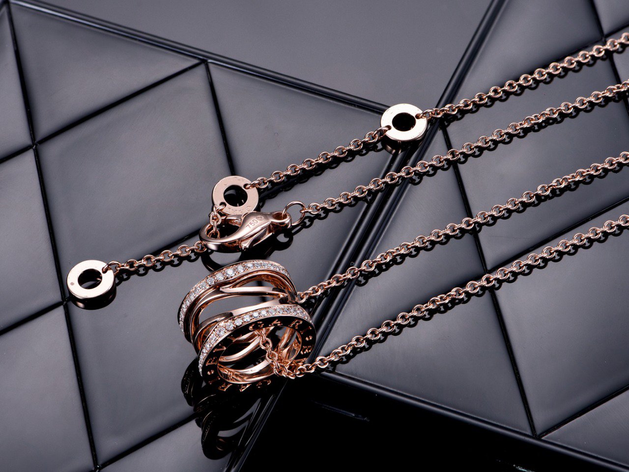 [Shinejoy]ZERO 1 PINK GOLD DIAMOND OPEN NECKLACE