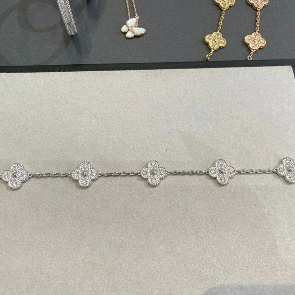 [⭐Shinejoy] クローバー 5モチーフ フルダイヤモンドブレスレットコレクション