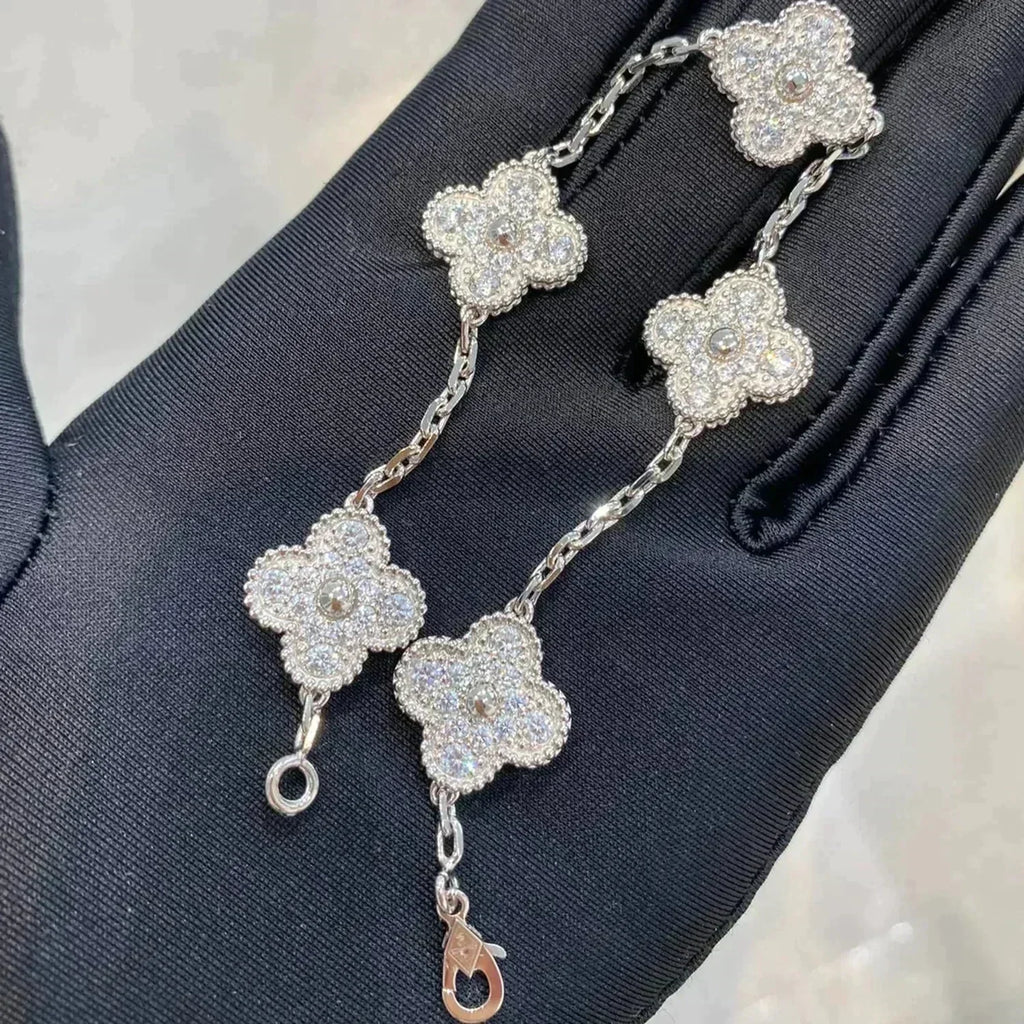 [⭐Shinejoy] クローバー 5モチーフ フルダイヤモンドブレスレットコレクション