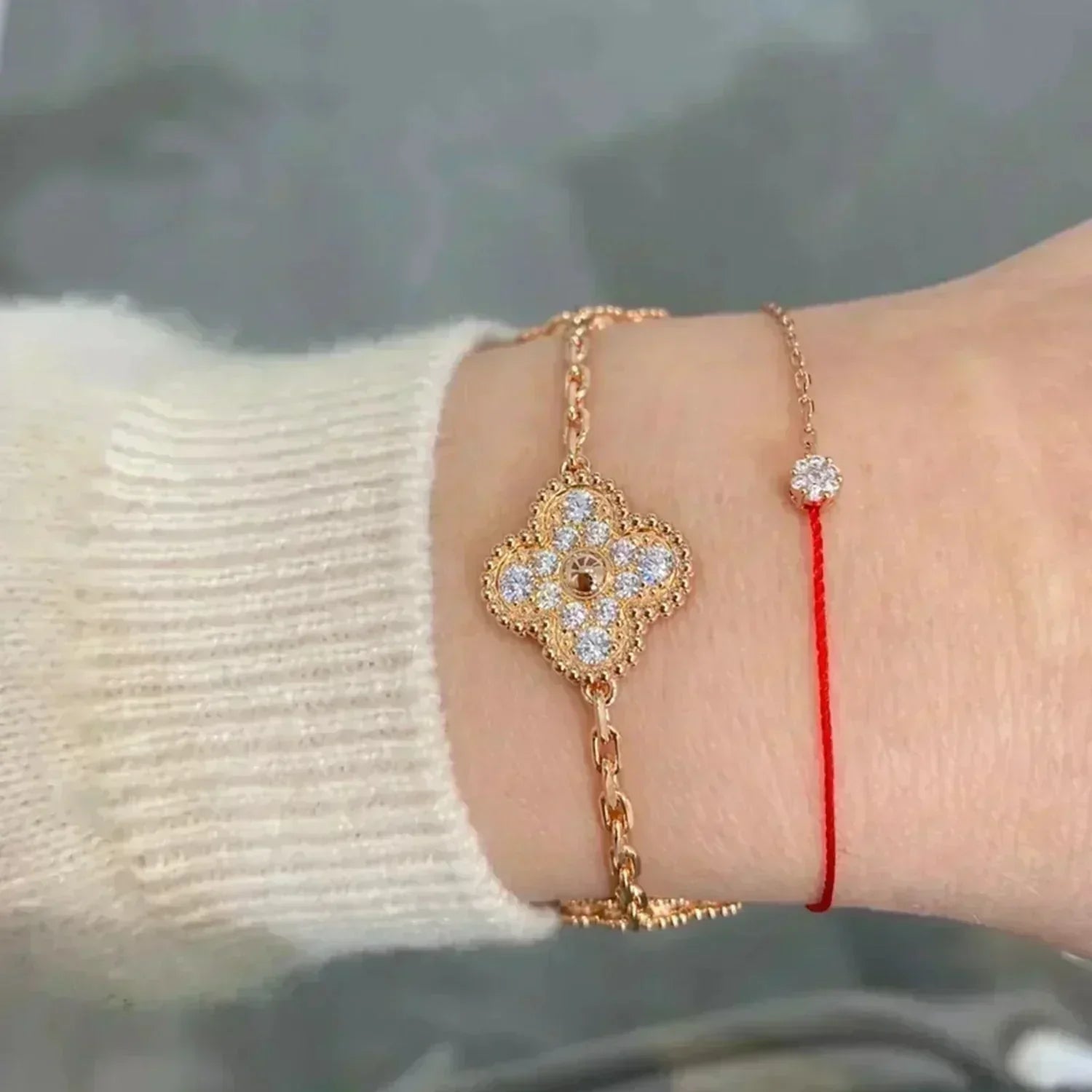 [⭐Shinejoy] クローバー 5モチーフ フルダイヤモンドブレスレットコレクション