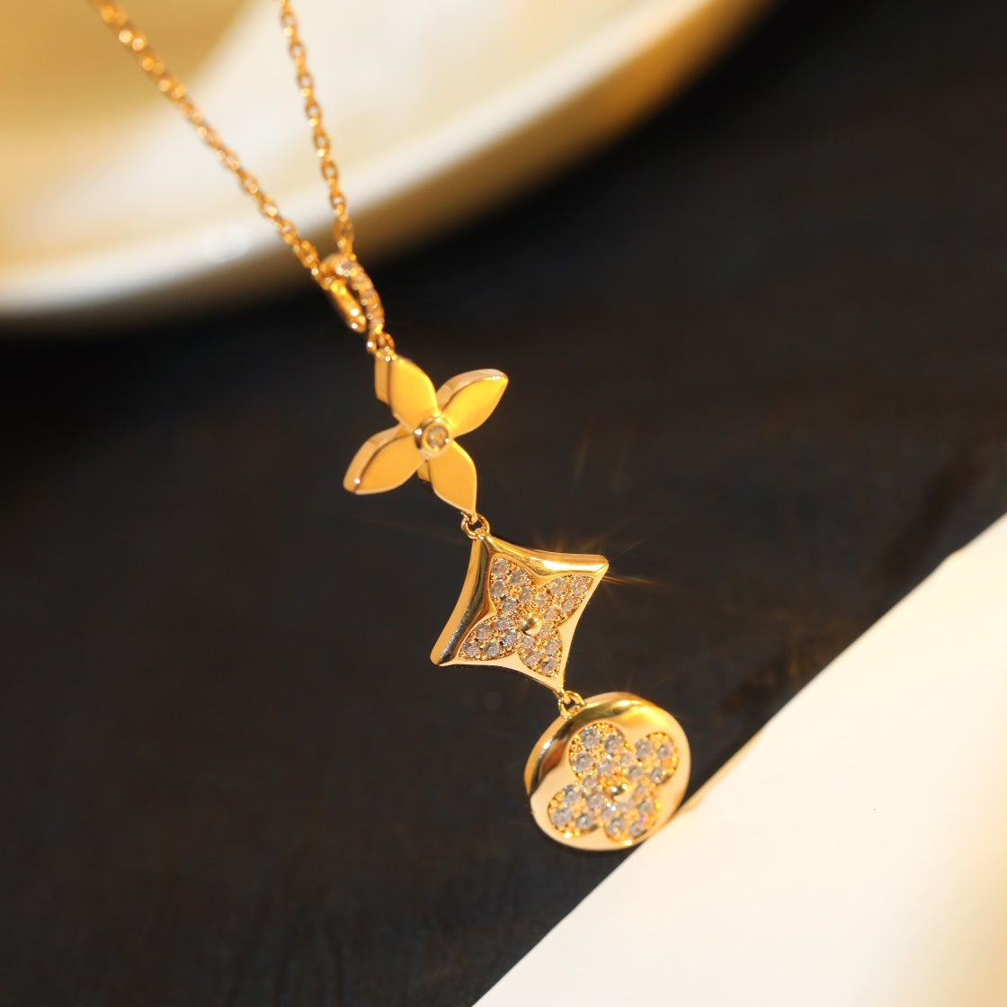 [Shinejoy]STAR AND SUN DIAMOND PINK GOLD NECKLACE