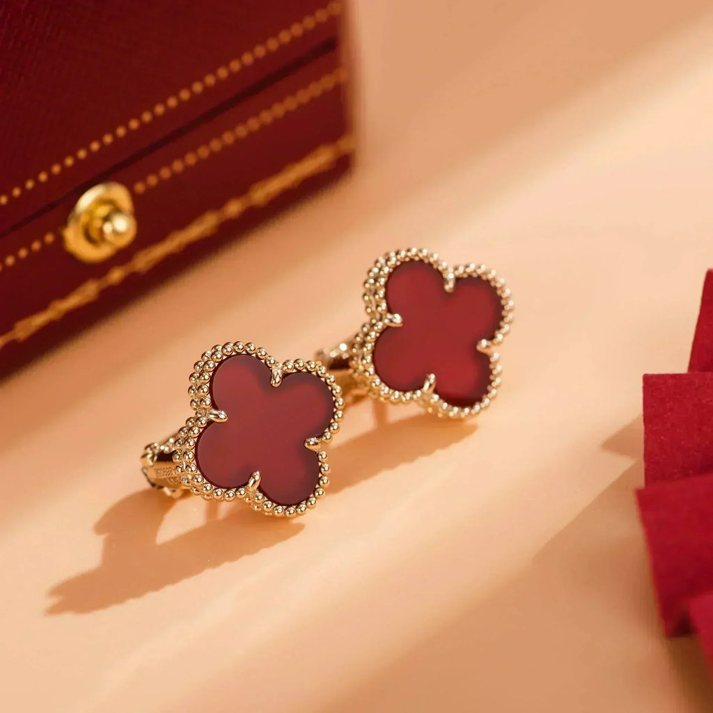 [Shinejoy]CLOVER MEDIUM 1 MOTIFS CARNELIAN  EARRINGS