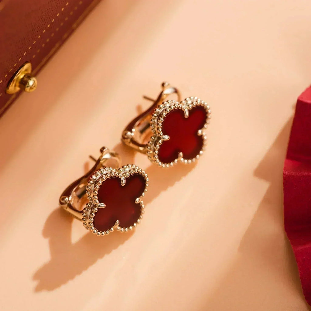 [Shinejoy]CLOVER MEDIUM 1 MOTIFS CARNELIAN  EARRINGS