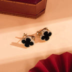 [Shinejoy]CLOVER MEDIUM 1 MOTIFS  ONYX STUD EARRINGS