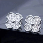 [Shinejoy]CLOVER 1 MOTIFS DIAMOND STUD EARRINGS SILVER