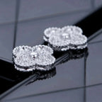 [Shinejoy]CLOVER 1 MOTIFS DIAMOND STUD EARRINGS SILVER