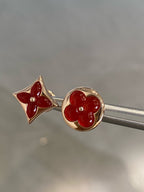 [Shinejoy]STAR AND SUN PINK GOLD CARNELIAN STUD EARRINGS