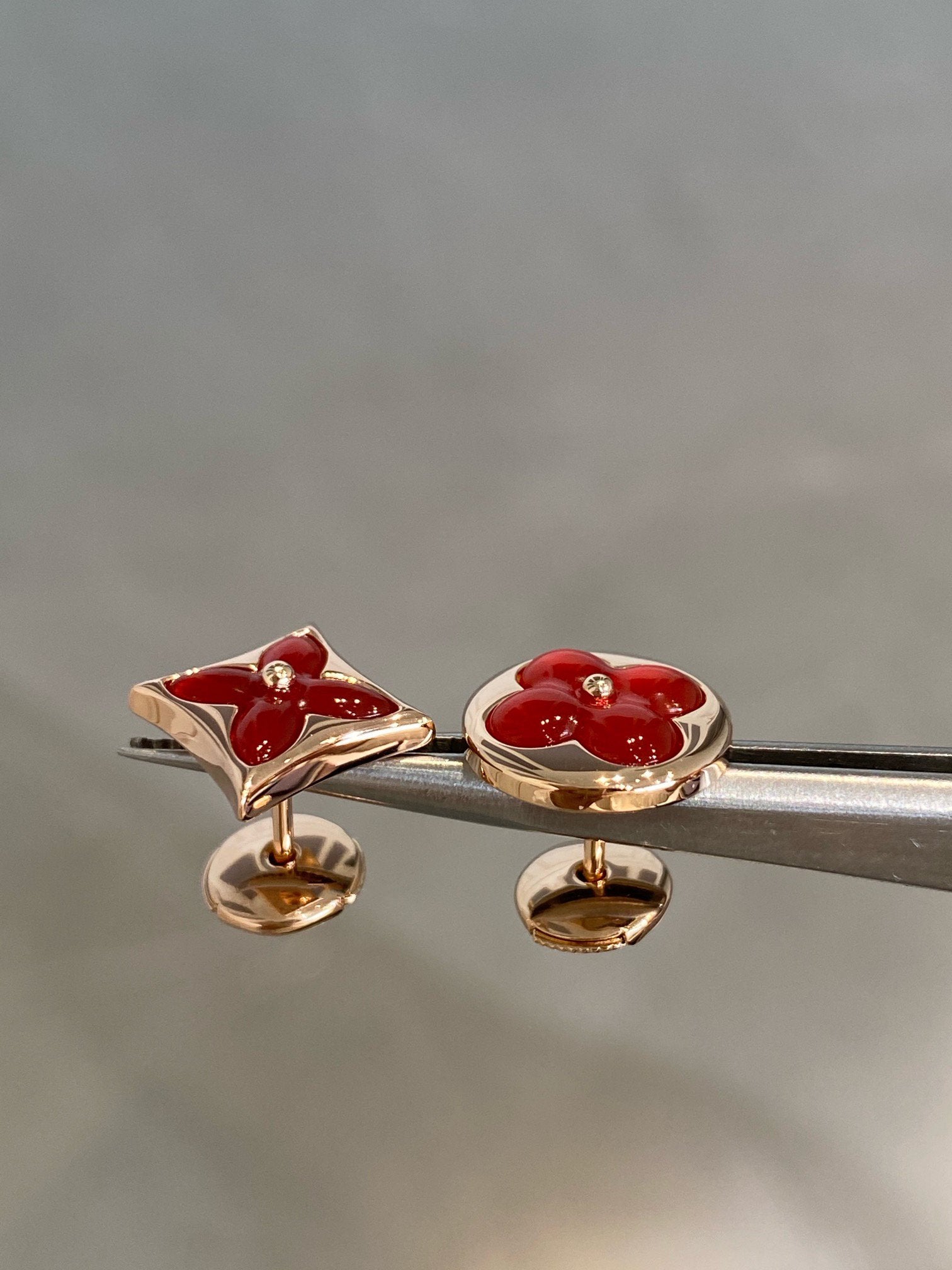 [Shinejoy]STAR AND SUN PINK GOLD CARNELIAN STUD EARRINGS