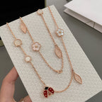 [Shinejoy] COLLIER PRINTEMPS PORTE-BONHEUR 15 MOTIFS OR ROSE