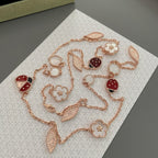[Shinejoy] COLLIER PRINTEMPS PORTE-BONHEUR 15 MOTIFS OR ROSE
