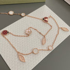 [Shinejoy] COLLIER PRINTEMPS PORTE-BONHEUR 15 MOTIFS OR ROSE
