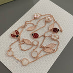[Shinejoy] COLLIER PRINTEMPS PORTE-BONHEUR 15 MOTIFS OR ROSE