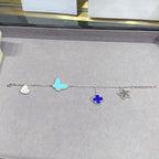 [Shinejoy]ラッキースプリングシルバーブレスレット4モチーフ