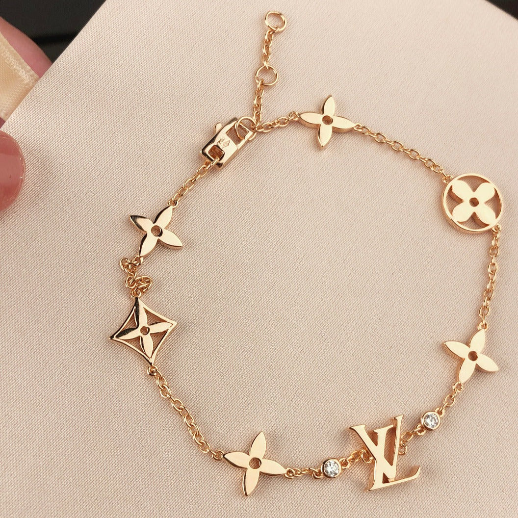 [Shinejoy]STAR AND SUN 7 MOTIFS GOLD BRACELET